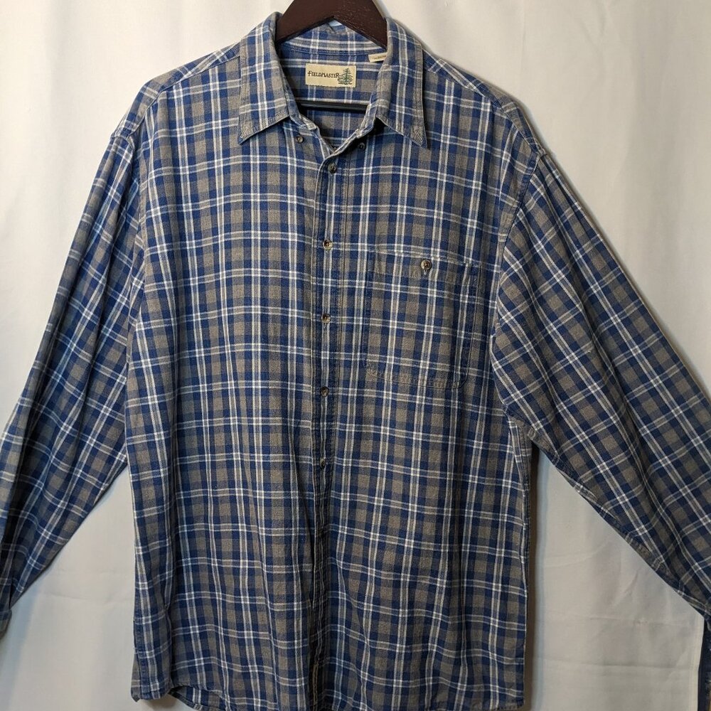 Field Master Men's Plaid Long Sleeve Button Down Shirt Size Large